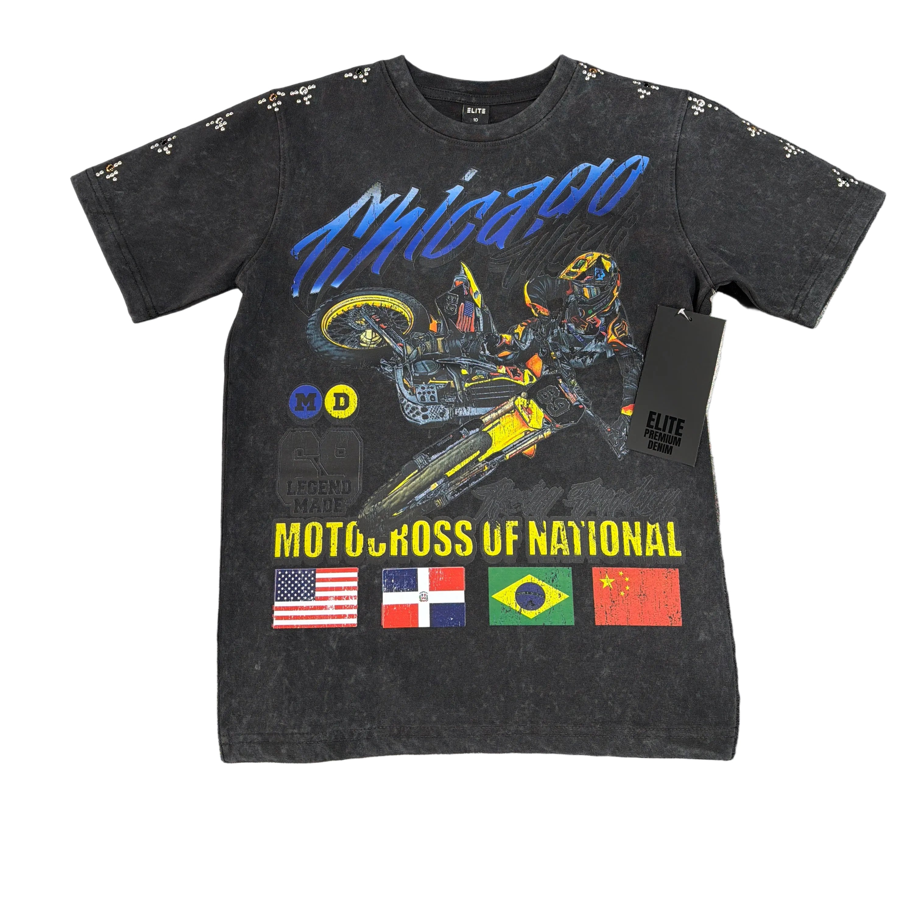 Kids Elite Premium Denim “motocross” tee