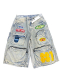 First-row Jean shorts with patches