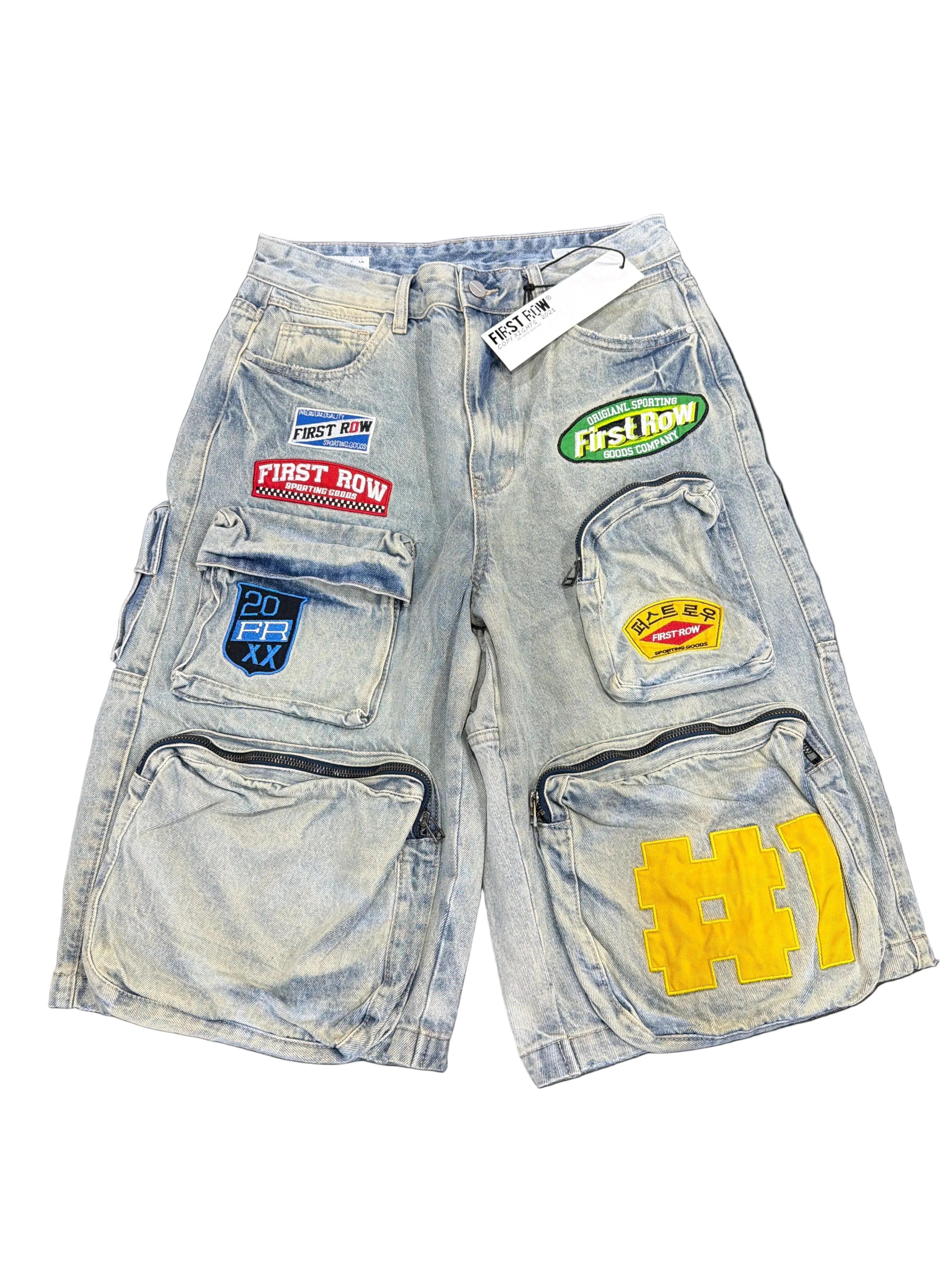 First-row Jean shorts with patches