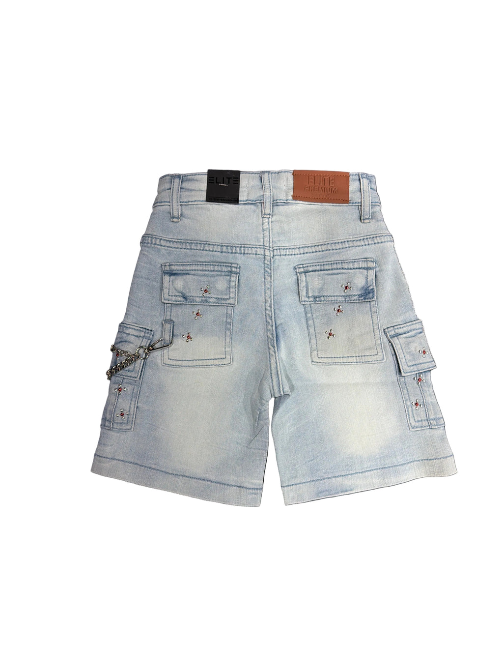Kids Elite premium denim   Orange flame jean shorts