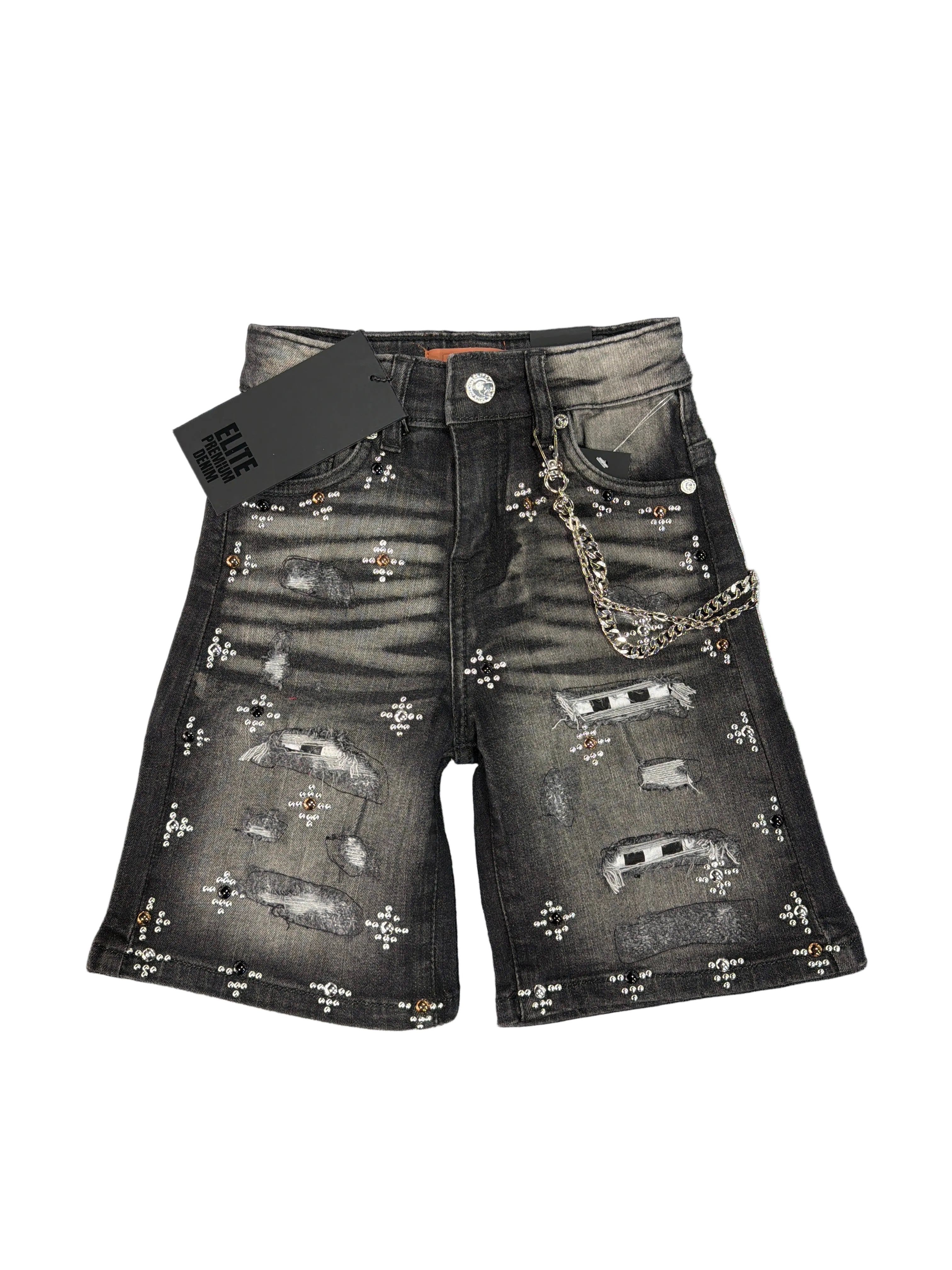 Kids Elite premium black Jean shorts