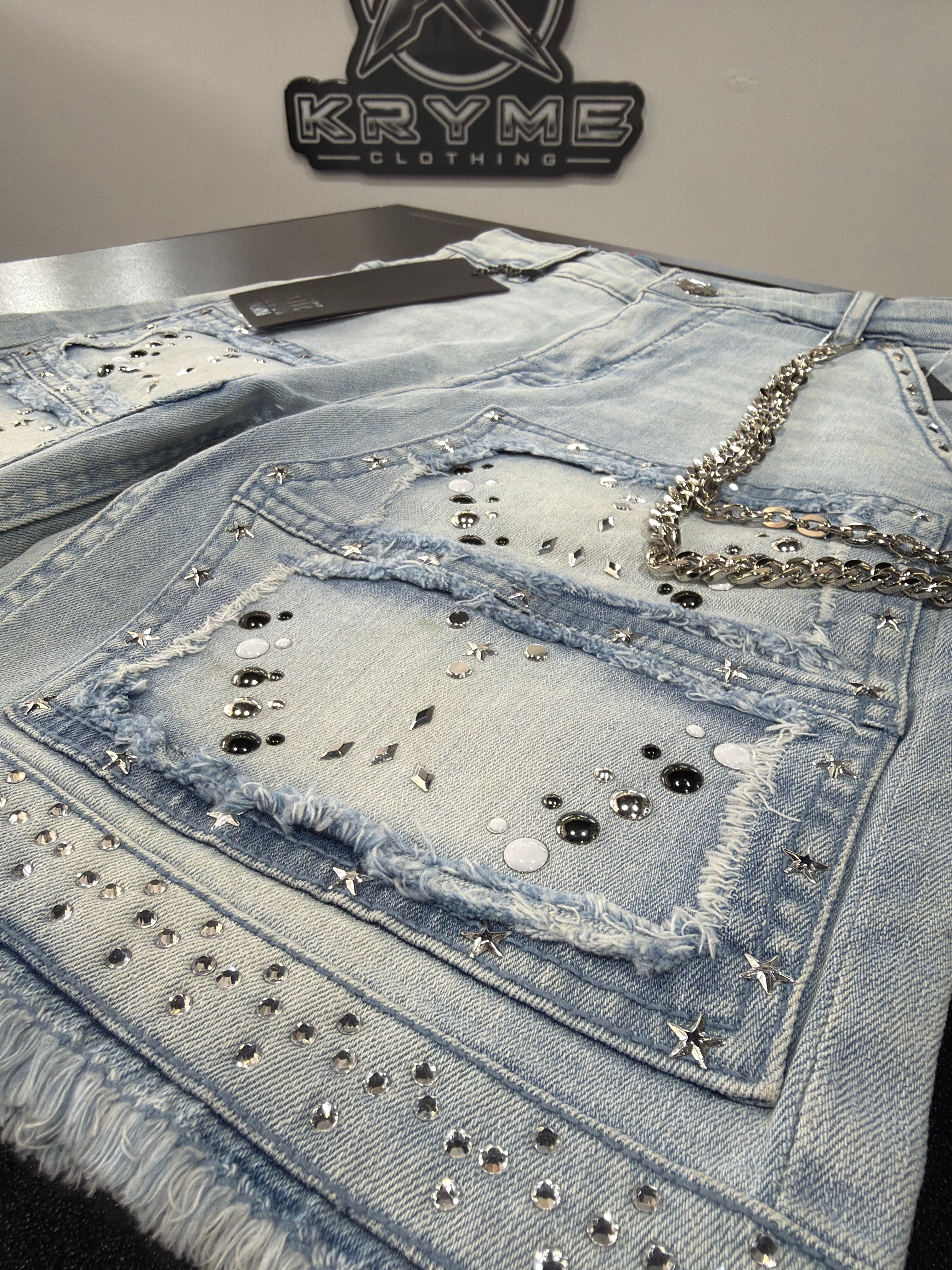 Elite Premium Denim light blue Jean shorts