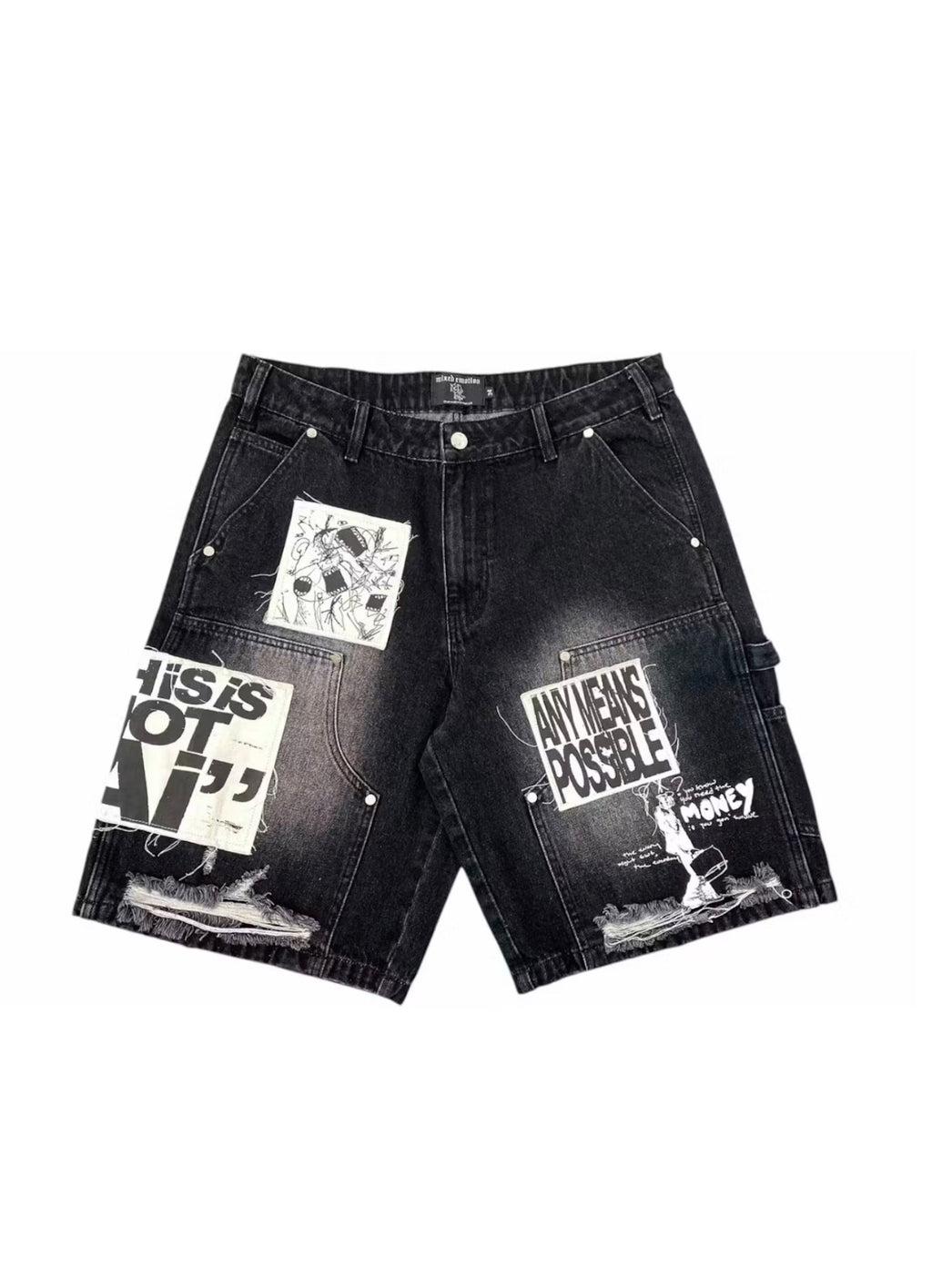 M.E (black) Ai denim shorts