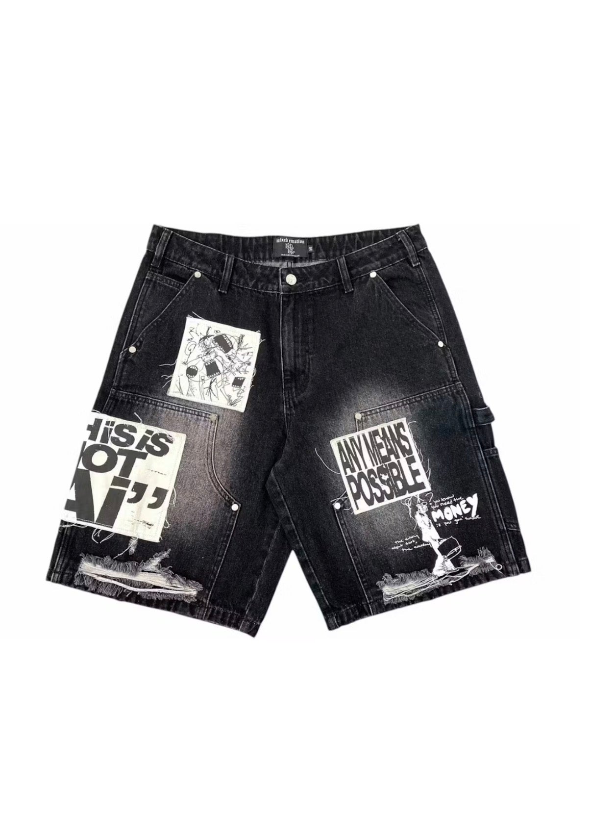 M.E (black) Ai denim shorts